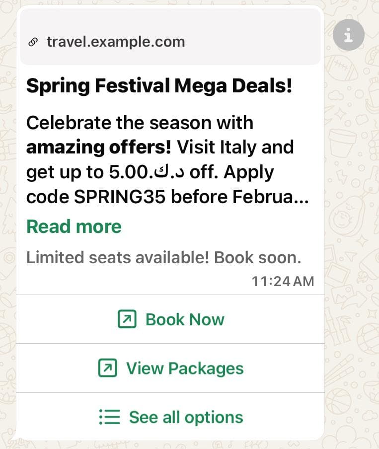 Marketing Template Message Example