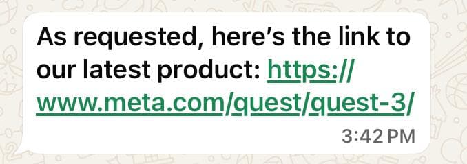 Text Message with preview_url false