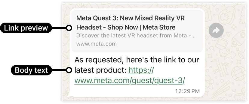 Text Message with preview_url true