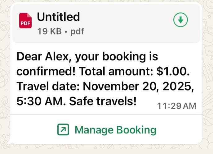 Utility Template Message Example