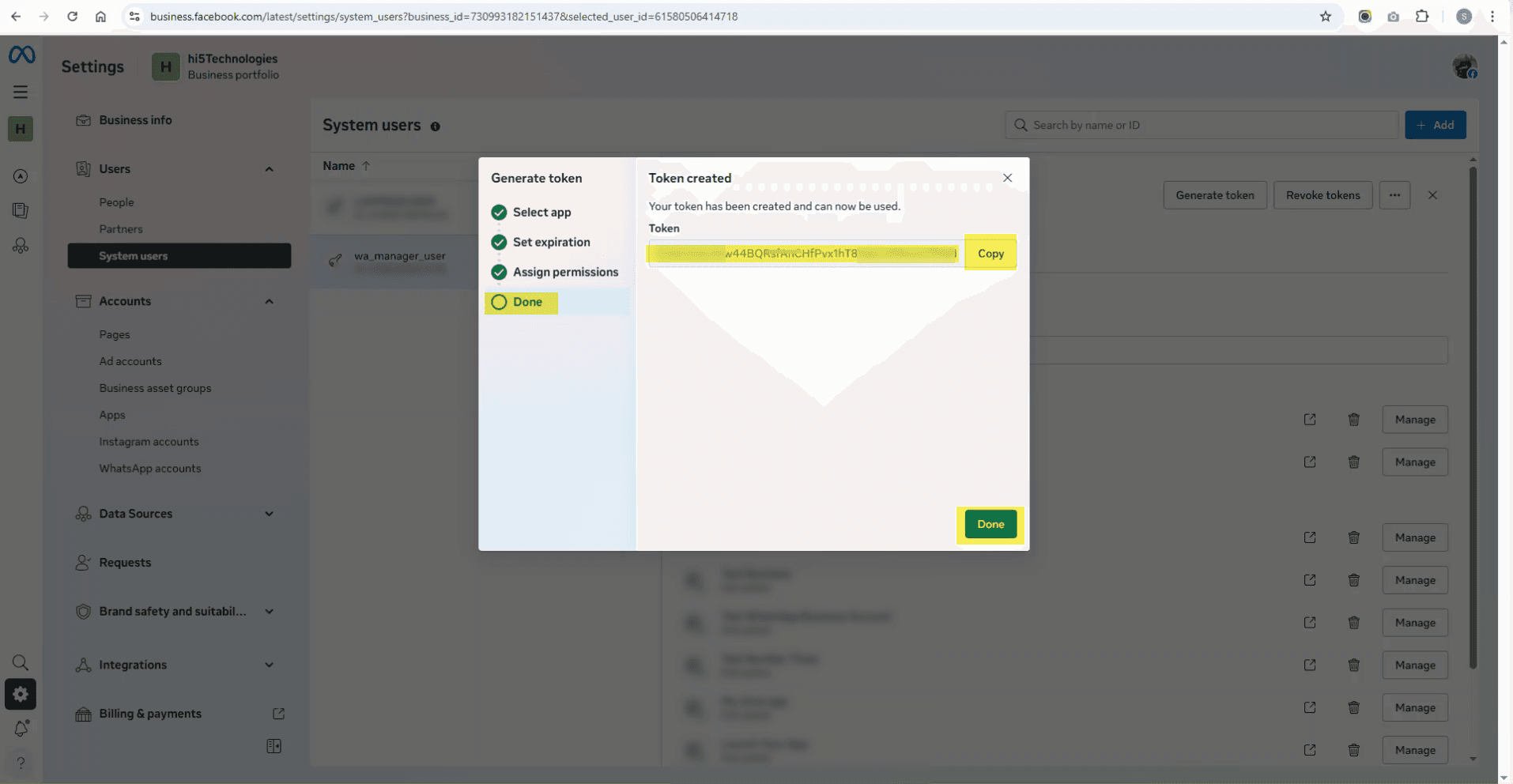 Copy token and add to Channel Settings