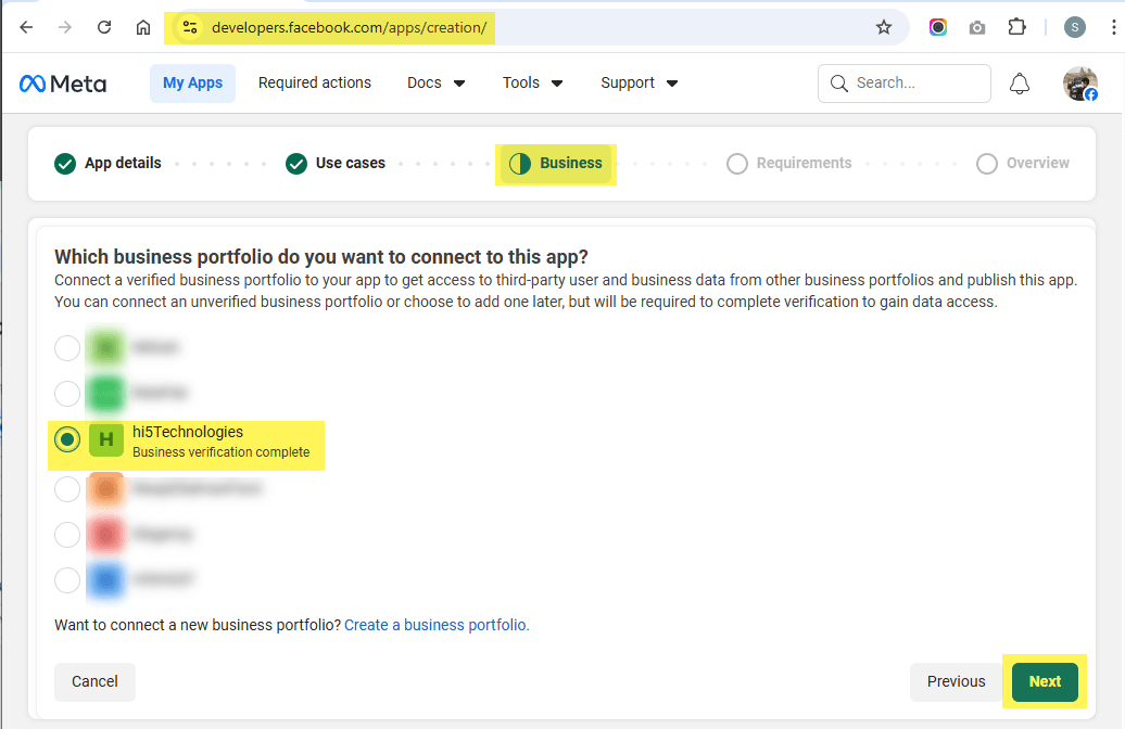 Select META verified business portfolio